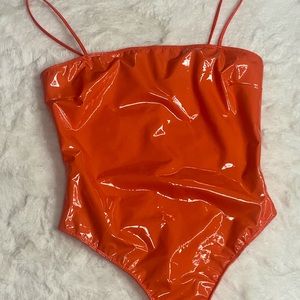 Orange Latex Bodysuit